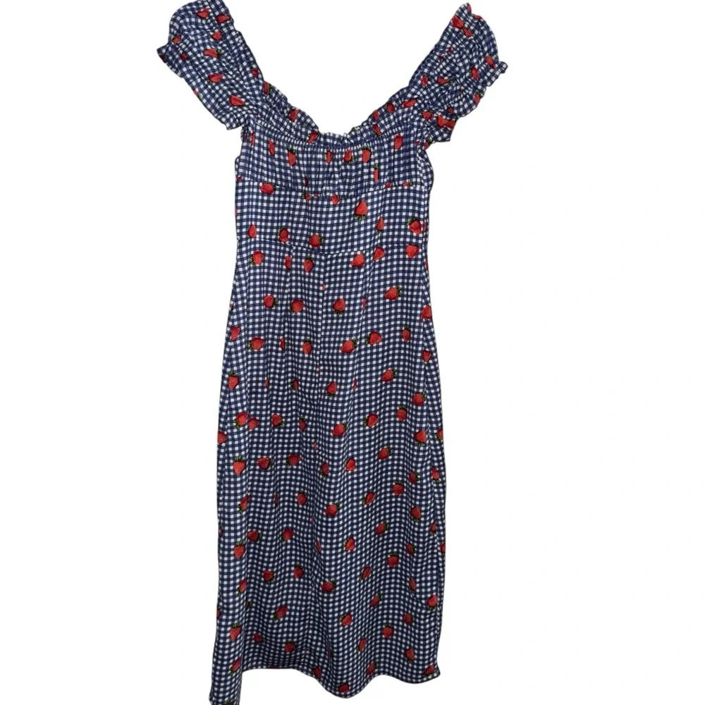 Urban Outfitters Women's XS Strawberry Dress Y2K milkmade Cottagecore Gingham - Picture 3 of 7